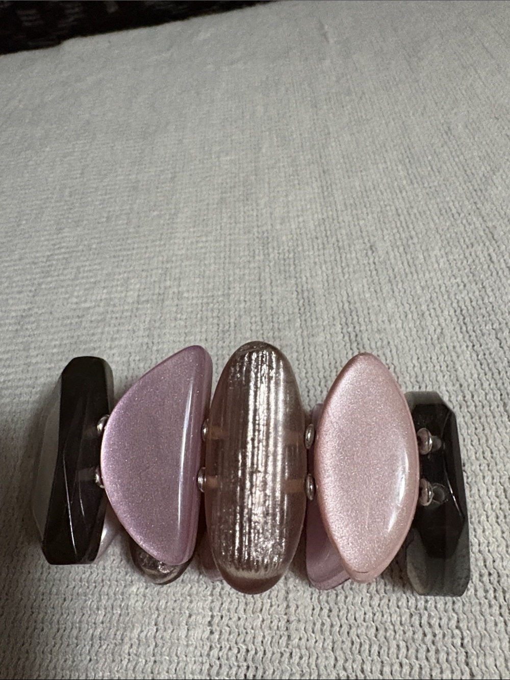 Chico's Pink and Smoky Beaded Stretch Bracelet